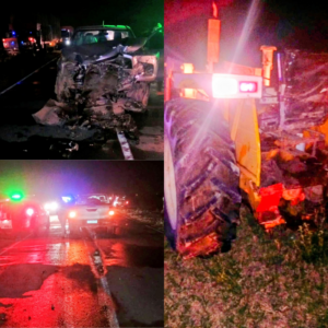 Accidente en Ruta Provincial S 393: chocaron una camioneta y un tractor a la altura de Capilla del Carmen